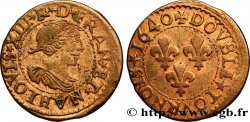 LOUIS XIII LE JUSTE Double tournois, 15e type de La Rochelle 1640 La Rochelle