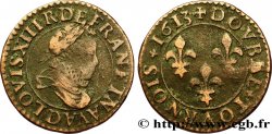 LOUIS XIII LE JUSTE Double tournois, type 2 1613 Lyon