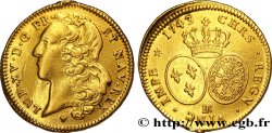 LOUIS XV THE WELL-BELOVED Double louis dit au bandeau 1743 Strasbourg