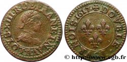 LOUIS XIII Double tournois, type 1 1617 Paris, Moulin du Louvre