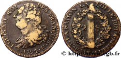 LOUIS XVI 2 sols dit au faisceau , type FRANÇOIS 1792 La Rochelle