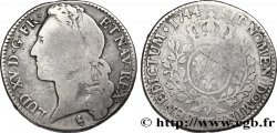 LOUIS XV DIT LE BIEN AIMÉ Demi-écu aux branches d’olivier, tête ceinte d’un bandeau 1744 Lille B+