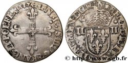 HENRY III Quart d écu, croix de face 1587 Nantes