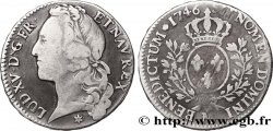 LOUIS XV DIT LE BIEN AIMÉ Demi-écu aux branches d’olivier, tête ceinte d’un bandeau 1746 Toulouse