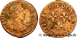 LOUIS XIII LE JUSTE Double tournois, type 9 1637 Tours
