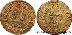 LOUIS XIII LE JUSTE Double tournois, type 14 1639 La Rochelle