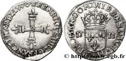 HENRY IV Quart d écu, croix batonnée et fleurdelisée de face 1590 Compiègne