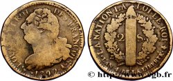 LOUIS XVI (MONARQUE CONSTITUTIONNEL) 2 sols dit au faisceau , type FRANÇOIS 1792 Paris