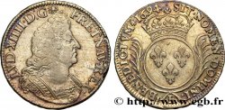 LOUIS XIV LE GRAND OU LE ROI SOLEIL Écu aux palmes 1694 Tours TTB+