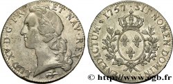 LOUIS XV DIT LE BIEN AIMÉ Écu aux branches d’olivier, tête ceinte d’un bandeau 1757 Lyon TTB