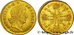 LOUIS XIV LE GRAND OU LE ROI SOLEIL Louis d’or aux huit L et aux insignes 1702 Rouen