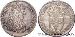 LOUIS XIV LE GRAND OU LE ROI SOLEIL Écu, portrait apollinien 1665 Rennes TTB+