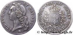 LOUIS XV DIT LE BIEN AIMÉ Écu aux branches d’olivier, tête ceinte d’un bandeau 1753 Metz TB+/TTB