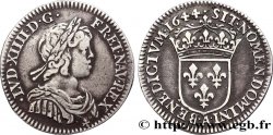 LOUIS XIV LE GRAND OU LE ROI SOLEIL Douzième d écu, portrait à la mèche courte 1644 Paris, Monnaie de Matignon
