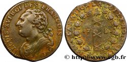 LOUIS XVI 12 deniers dit  au faisceau , type FRANCOIS 1791 Lyon