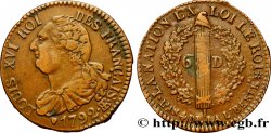 LOUIS XVI (MONARQUE CONSTITUTIONNEL)  6 deniers dit  au faisceau , type FRANÇAIS 1792 Strasbourg TTB+