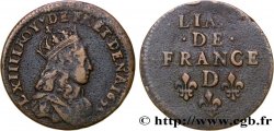 LOUIS XIV  THE SUN KING  Liard de cuivre, 2e type 1655 Vimy-en-Lyonnais (actuellement Neuville-sur-Saône)