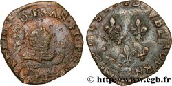 HENRI III Double tournois, 3e type de La Rochelle, buste du denier 1586 La Rochelle