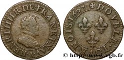 HENRI IV LE GRAND Double tournois, 2e type de Paris (légende française) 1607 Paris, Moulin des Étuves