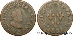 HENRI IV LE GRAND Double tournois, 2e type de Paris (légende française) 1608 Paris