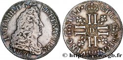 LOUIS XIV  THE SUN KING  Quart d écu aux huit L, 1er type 1691 Lyon MBC