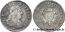 LOUIS XIV  THE SUN KING  Vingtième d écu aux trois couronnes 1712 Nantes VF/XF