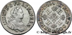 LOUIS XV  THE WELL-BELOVED  Quart d’écu à la croix fleurdelisée couronnée et aux huit L 1725 Orléans MBC/MBC+