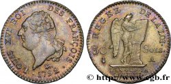 LOUIS XVI (MONARQUE CONSTITUTIONNEL)  30 sols dit  au génie , type FRANÇOIS 1792 Paris SUP/TTB+