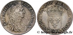 LOUIS XIV LE GRAND OU LE ROI SOLEIL Écu, portrait apollinien 1666 Bayonne TTB/TTB+