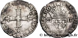 CHARLES X, CARDINAL OF BOURBON Quart d écu, croix de face 1593 Nantes