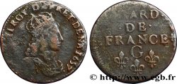 LOUIS XIV  THE SUN KING  Liard de cuivre, 2e type 1657 Lusignan BC