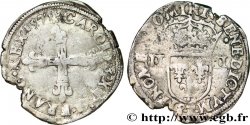 CHARLES X, CARDINAL DE BOURBON Quart d écu, croix de face, légende fautée millésime 157 1597 Nantes