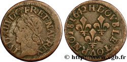 LOUIS XIII LE JUSTE Double tournois, type de Warin 1642 La Rochelle