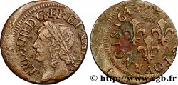 LOUIS XIII LE JUSTE Double tournois, type de Warin 1643 La Rochelle