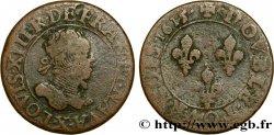 LOUIS XIII LE JUSTE Double tournois, type 2 1615 Amiens