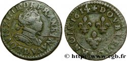 LOUIS XIII LE JUSTE Double tournois, type 3 1614 Lyon