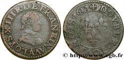 LOUIS XIII LE JUSTE Double tournois, type 1 1617 Paris, Moulin du Louvre