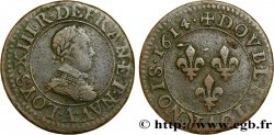 LOUIS XIII LE JUSTE Double tournois, type 1 1614 Paris, Moulin du Louvre