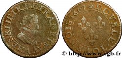 HENRI IV LE GRAND Double tournois, 2e type de Paris (légende française) 1607 Paris, Moulin des Étuves