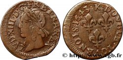 LOUIS XIII LE JUSTE Double tournois, type de Warin 1643 Bordeaux