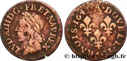 LOUIS XIII LE JUSTE Double tournois, type de Warin 1643 Corbeil