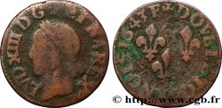 LOUIS XIII LE JUSTE Double tournois, type de Warin 1643 Tours
