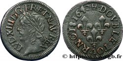 LOUIS XIII LE JUSTE Double tournois, type de Warin 1642 La Rochelle