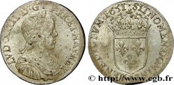 LOUIS XIV  THE SUN KING  Demi-écu, portrait à la mèche longue 1651 Limoges AU