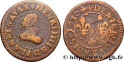 HENRI IV LE GRAND Denier tournois, type A 1610 Lyon