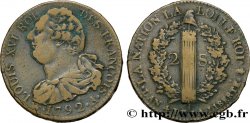 LOUIS XVI 2 sols dit au faisceau , type FRANÇOIS 1792 Paris