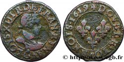 LOUIS XIII LE JUSTE Double tournois, type 2 de Poitiers 1619 Poitiers