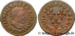 LOUIS XIII LE JUSTE Double tournois au petit buste enfantin col plat, de Lyon 1615 Lyon