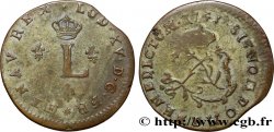 LOUIS XV DIT LE BIEN AIMÉ Double sol de billon (faux) 1741 Lyon