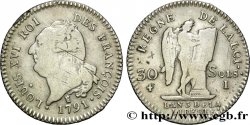 LOUIS XVI (MONARQUE CONSTITUTIONNEL)  30 sols dit  au génie , type FRANÇOIS 1791 Limoges TB+